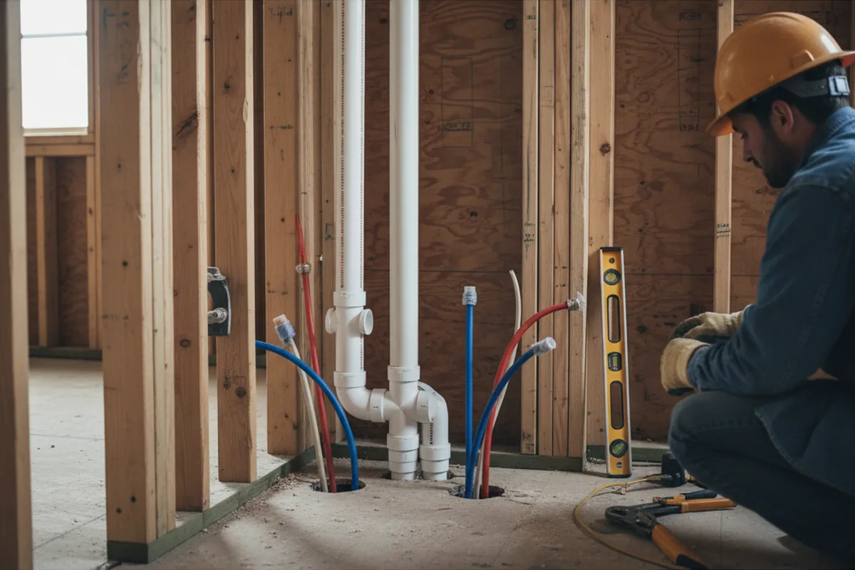 Drain and supply rough-in during Drain Cleaning in South Deerfield