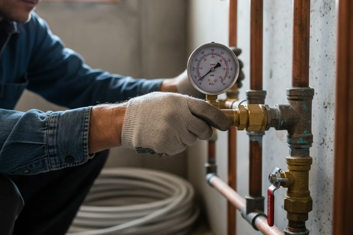 Pressure testing a repaired line during Water Line Repair in South Deerfield